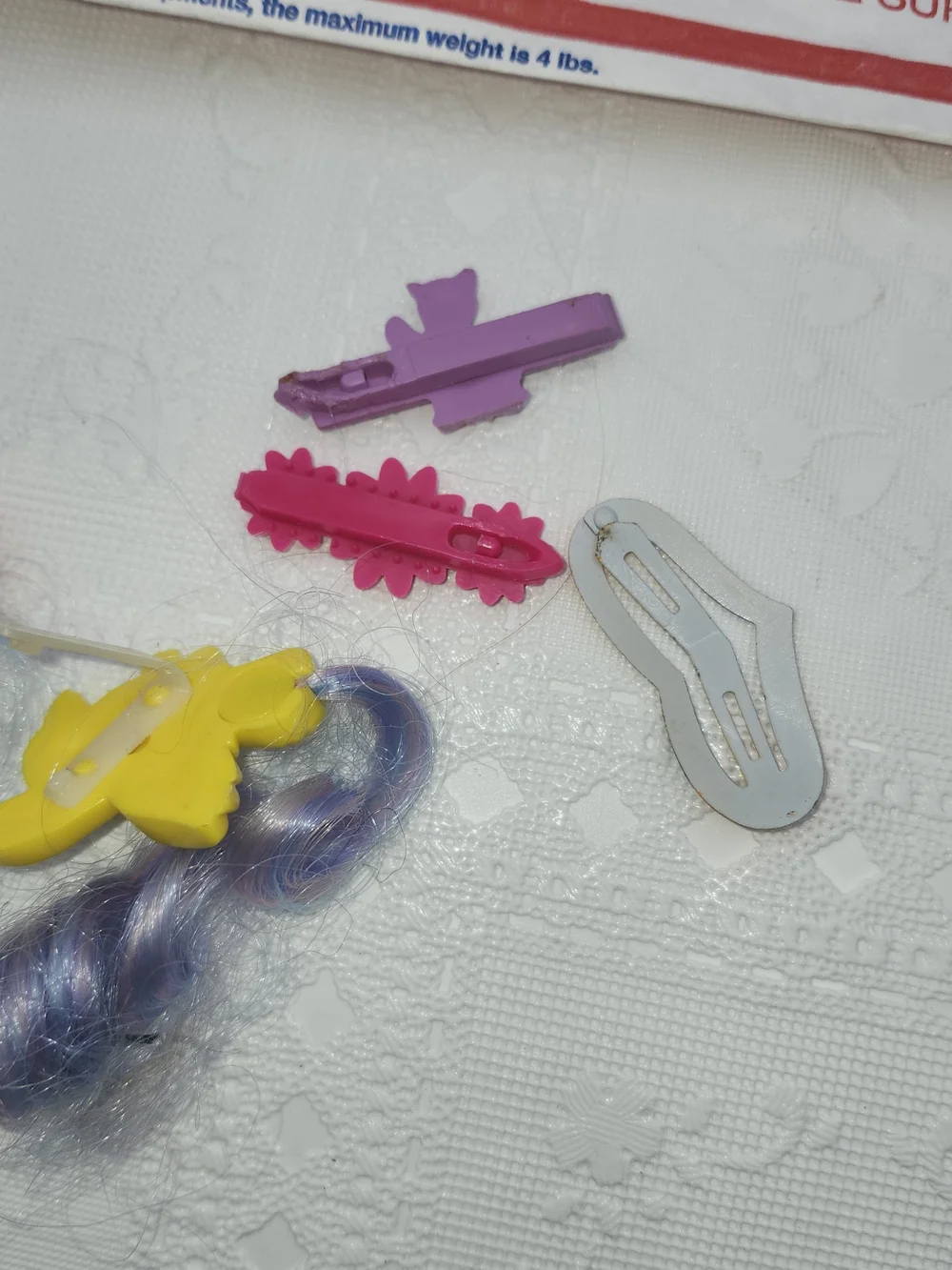 Vintage 80s kids child  purple hair barrette clip pony charms clip fake  heart